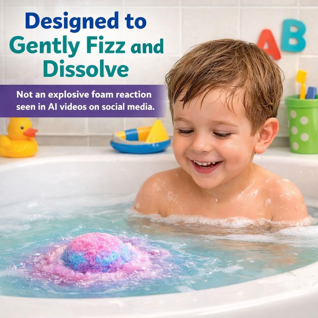 Bath Bombs for Kids with Surprise Inside - Organic, Gentle & Kid Friendly Bubble Bath Fizzies with Toys Inside. Spa Bath Fizz Balls Kit. Fizzy Balls
