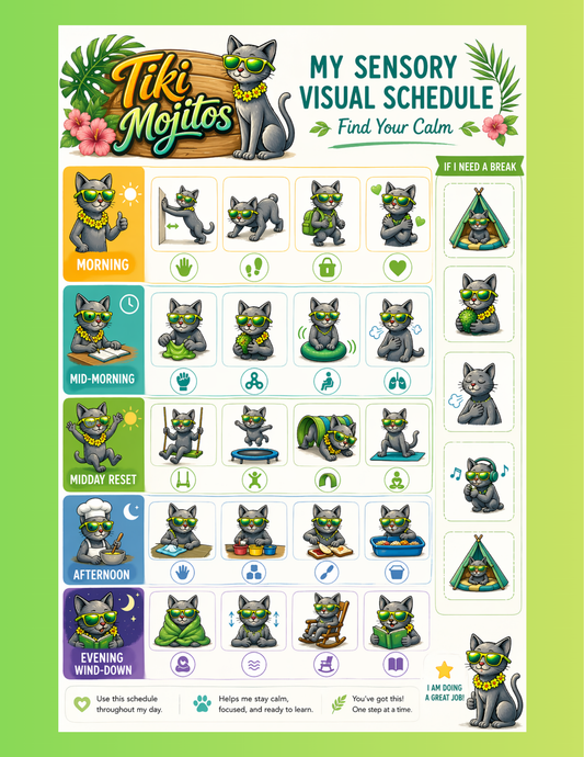 Tiki Mojitos Sensory Visual Schedule Printable
