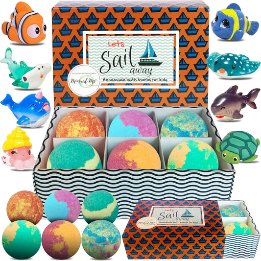 Bath Bombs for Kids with Surprise Inside - Organic, Gentle & Kid Friendly Bubble Bath Fizzies with Toys Inside. Spa Bath Fizz Balls Kit. Fizzy Balls