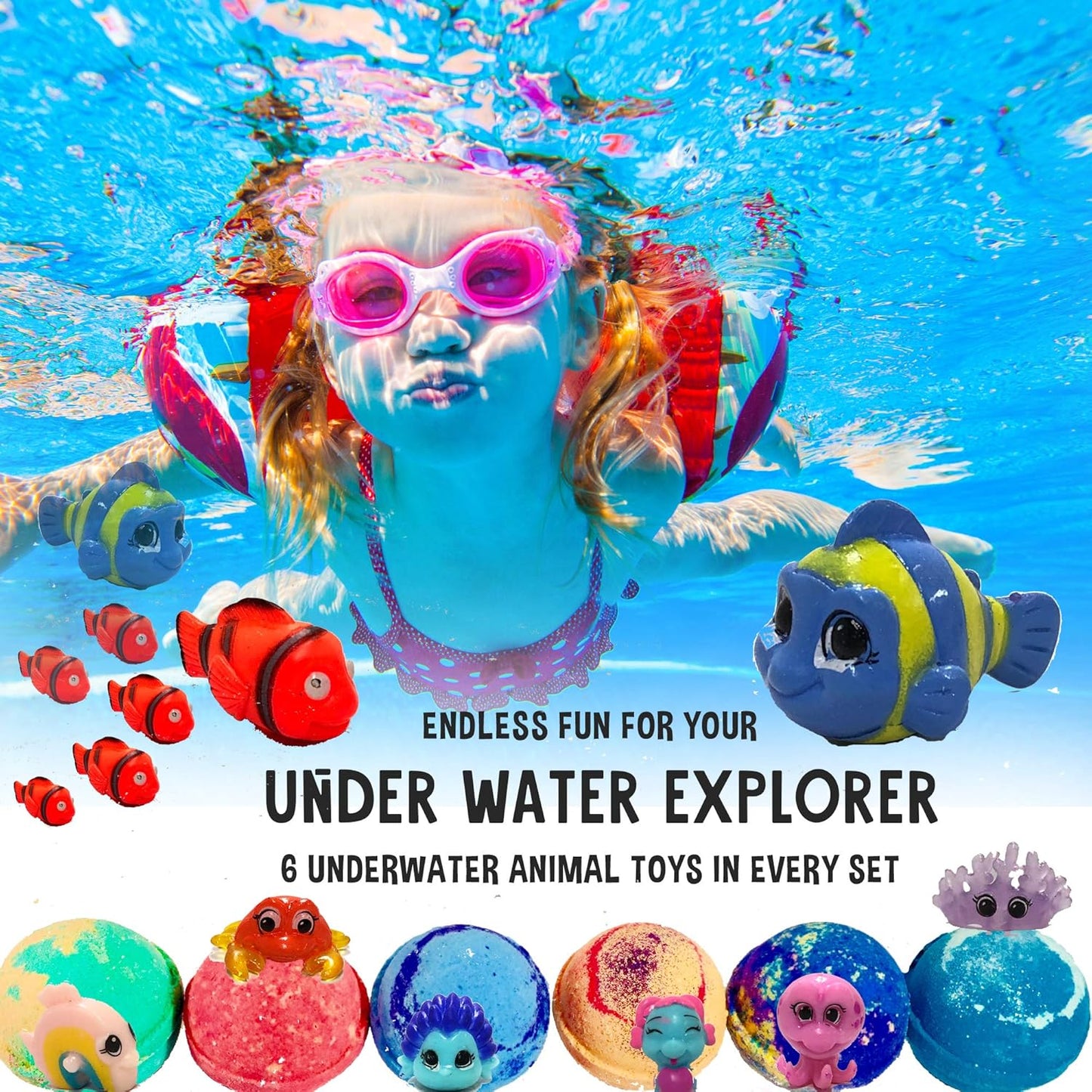 Bath Bombs for Kids with Surprise Inside - Organic, Gentle & Kid Friendly Bubble Bath Fizzies with Toys Inside. Spa Bath Fizz Balls Kit. Fizzy Balls