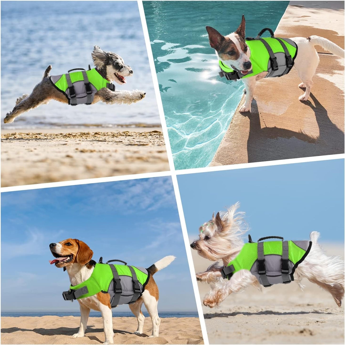 Mklhgty Dog Life Jacket, Reflective Adjustable Dog Life Vest with Rescue Handle for Swimming and Boating, Ripstop Pet Safety Life Preserver for Small, Medium and Large Dogs