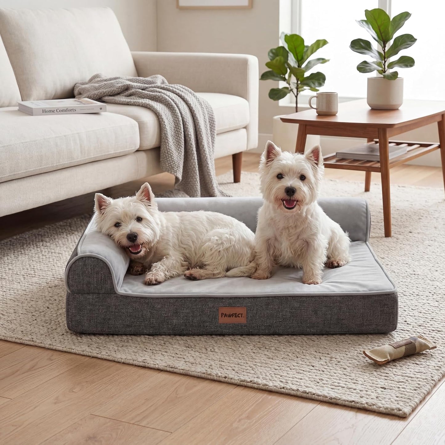 Pawfect Orthopedic Dog Bed for Small, Medium & Large Dogs, Memory Foam Pet Bed with 3 Waterproof Covers, Washable Removable Velvet Cover, Supportive Bolsters, Non-Slip Base (32.5"x24.5"x7.5")