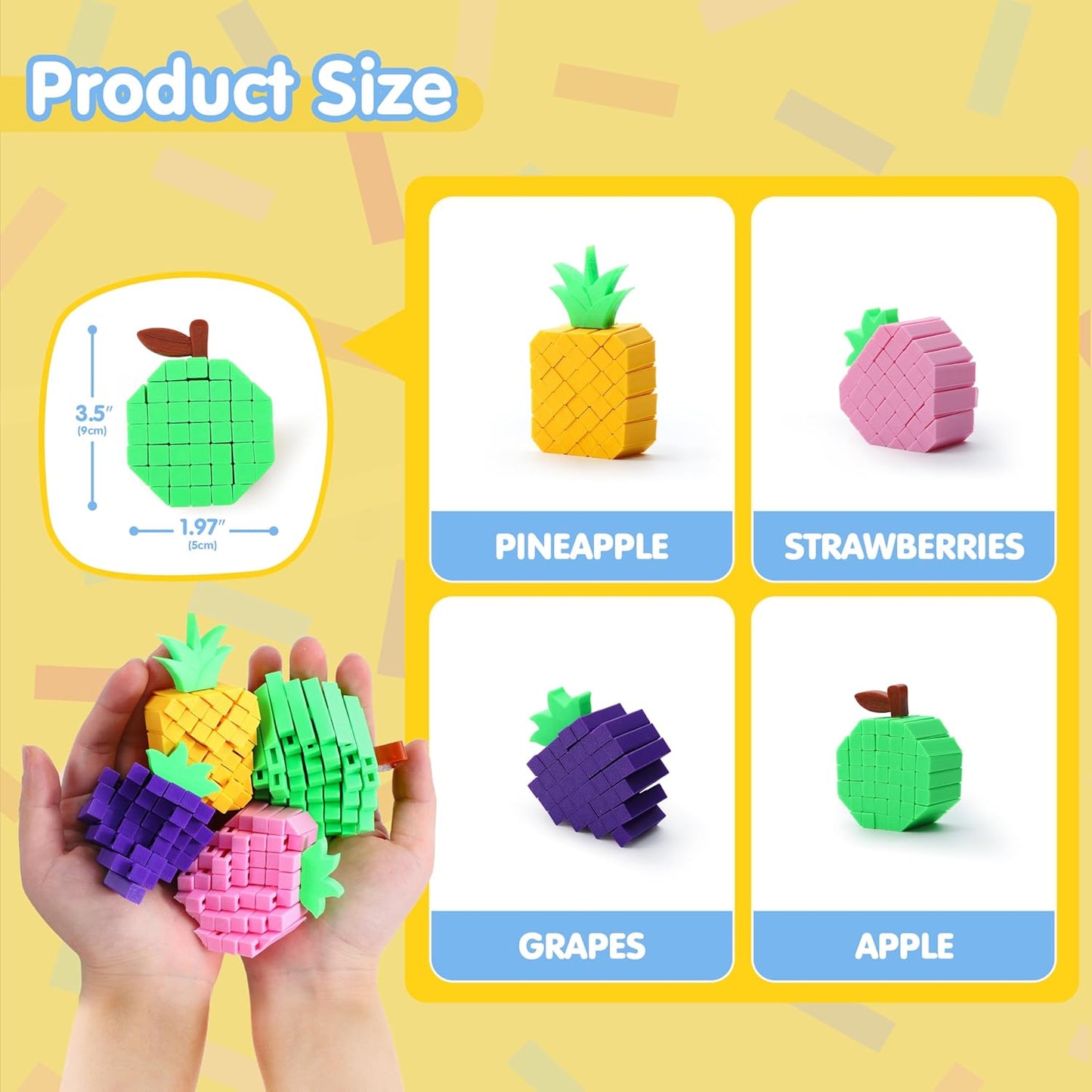 OYIN 4 Pcs 3D Printed Fidget Fruit Toys, Make a Sound Flexible Desk Fidget Worm Toy for Stress Relief, Boys Girls Kids Adults Birthday Gift Party Favors Stress Toys