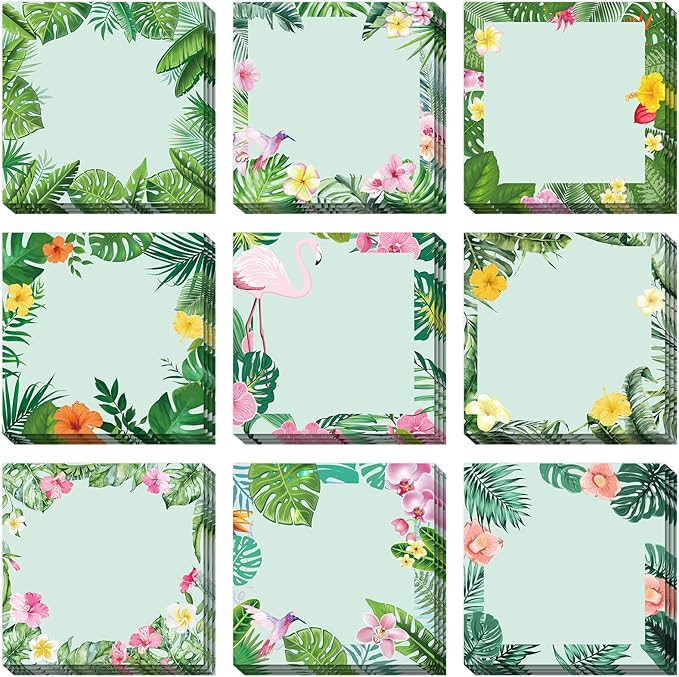 450 Sheets Tropical Palm Sticky Notes Luau Party Favor Hawaiian Fun Notepad Summer Themed Beach Memo Pad Self Adhesive 2.9" Mini Sticky Note for Appreciation Gifts Employee Office Supplies
