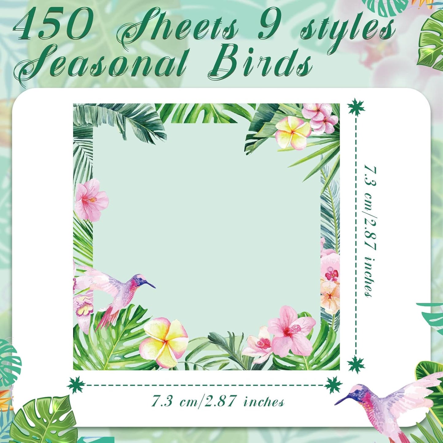 450 Sheets Tropical Palm Sticky Notes Luau Party Favor Hawaiian Fun Notepad Summer Themed Beach Memo Pad Self Adhesive 2.9" Mini Sticky Note for Appreciation Gifts Employee Office Supplies