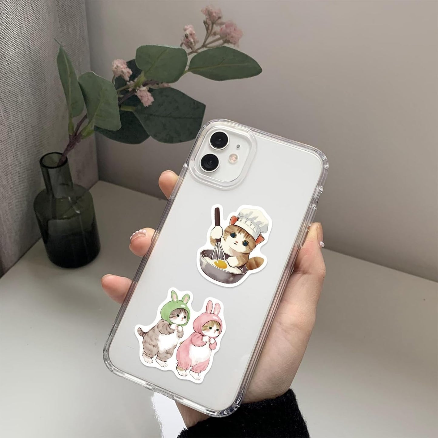 50PCS Cute Cat Stickers, Fun Cat Stickers for Adults Teens, Kawaii Kitten Sticker for Water Bottles Laptop Guitar Suitcase, DIY Waterproof Decals Gifts for Scrapbook Supplies & Decorations