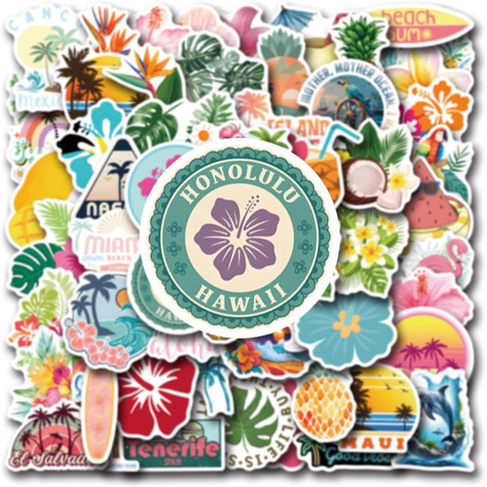 Tropical Stickers, 55PCS Funny Tropic Graffiti Pack Waterproof Vinyl Decals for Water Bottles Cup Laptop Mobile Phone Skateboard Outdoor Travel (Tropical)