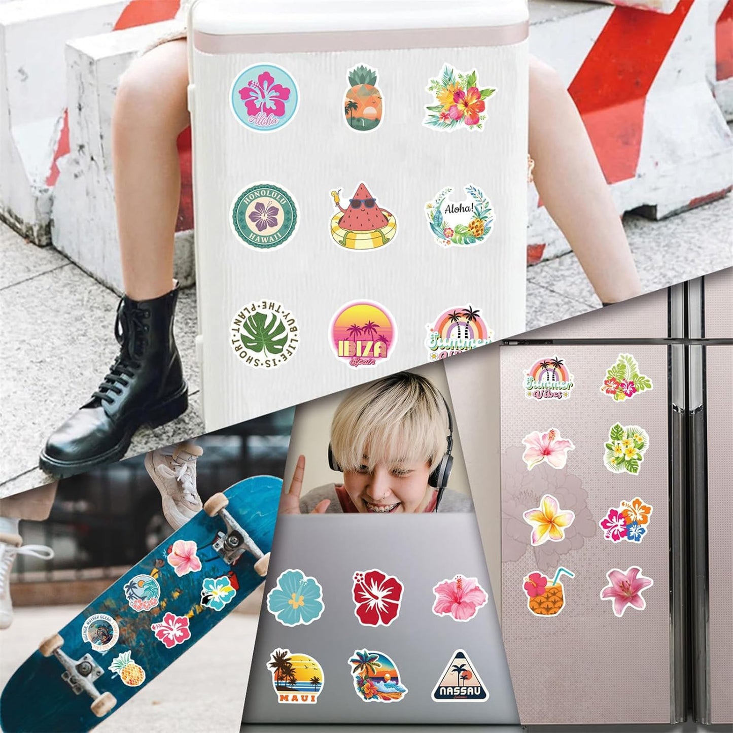 Tropical Stickers, 55PCS Funny Tropic Graffiti Pack Waterproof Vinyl Decals for Water Bottles Cup Laptop Mobile Phone Skateboard Outdoor Travel (Tropical)